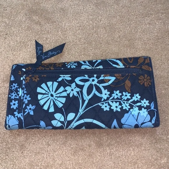 Vera Bradley Blue and Brown Floral Wallet - Picture 3 of 4
